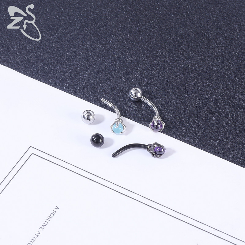 ZS 1 bucată Punk Dragon Claws Piercing pentru sprâncene 16G Oțel inoxidabil Curbat Rook Barbell Piercing Conch Rock Daith Cercei Bijuterii