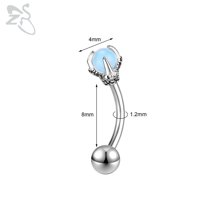 ZS 1 bucată Punk Dragon Claws Piercing pentru sprâncene 16G Oțel inoxidabil Curbat Rook Barbell Piercing Conch Rock Daith Cercei Bijuterii