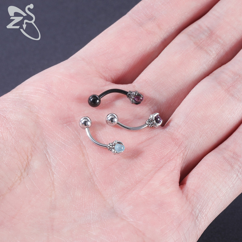 ZS 1 bucată Punk Dragon Claws Piercing pentru sprâncene 16G Oțel inoxidabil Curbat Rook Barbell Piercing Conch Rock Daith Cercei Bijuterii
