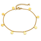 Brățară de gleznă cu disc pentru femei, gleznă de monede, lanț din oțel inoxidabil reglabil, bijuterii de gleznă de plajă de vară