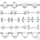 2PCS Zmijsko zečje srce piercing za bradavice Ženski prstenovi za bradavice Poklopac Štitnik za grudi s utegom Kristalni čelik 14G Nakit za piercing