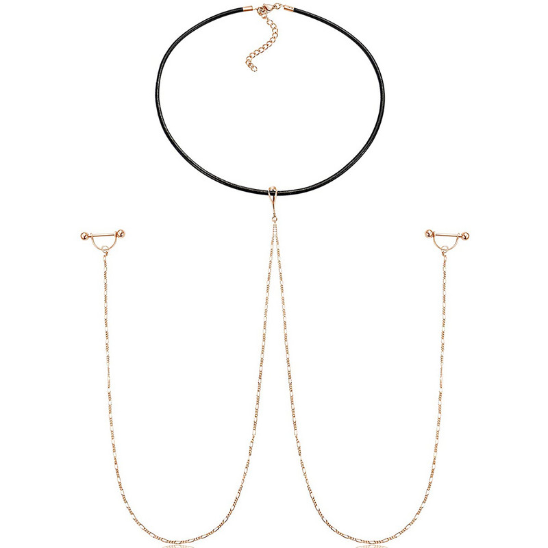 Spenelių štangos žiedai su grandinėle ir odiniais karoliais spenelių žiedais krūtų vėrimo papuošalai 14G