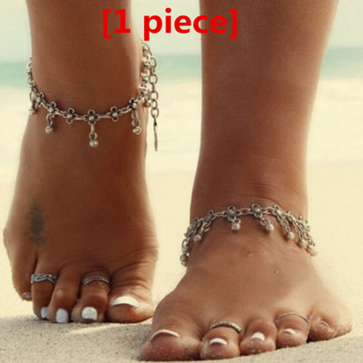 Brățară de gleznă cu lanț cubanez de plajă, boho, cu mai multe straturi, pentru femei, bijuterii pentru picioare de vară