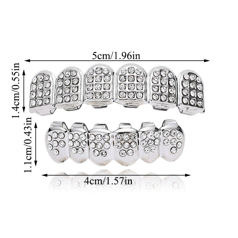 Uued hambad ülaosas hip hop kulla hõbedase värviga Iced Out CZ Teeth Grillz ülaosaga meeste naiste ehted punk hip hop gooti hambad