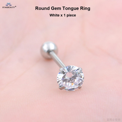 Starbeauty 1buc 1.6x16mm Barbell 7mm Top rotund piercing limba inele pentru limba inele de zircon incrustate bijuterii pentru corp din oțel inoxidabil