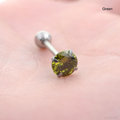 Starbeauty 1buc 1.6x16mm Barbell 7mm Top rotund piercing limba inele pentru limba inele de zircon incrustate bijuterii pentru corp din oțel inoxidabil