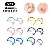 Mjesečeve naušnice s cirkonom G23 prsten za nos od titana Pregrada nosa Obruč ušne hrskavice Perforirani ukras za tijelo Modni ženski dodaci