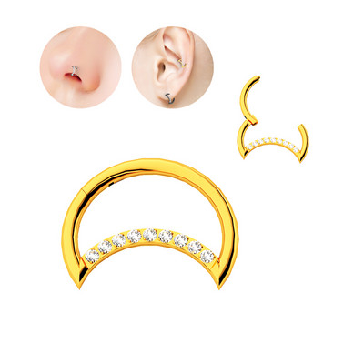 Mjesečeve naušnice s cirkonom G23 prsten za nos od titana Pregrada nosa Obruč ušne hrskavice Perforirani ukras za tijelo Modni ženski dodaci