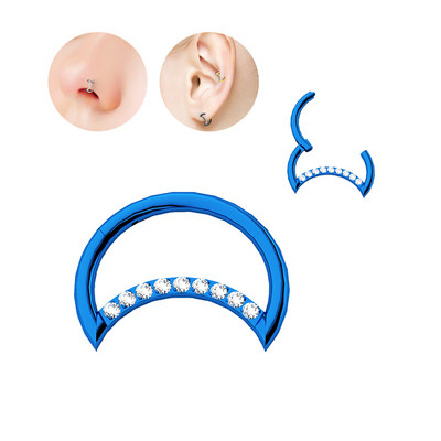 Mjesečeve naušnice s cirkonom G23 prsten za nos od titana Pregrada nosa Obruč ušne hrskavice Perforirani ukras za tijelo Modni ženski dodaci