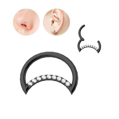Mjesečeve naušnice s cirkonom G23 prsten za nos od titana Pregrada nosa Obruč ušne hrskavice Perforirani ukras za tijelo Modni ženski dodaci