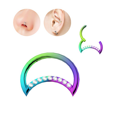 Mjesečeve naušnice s cirkonom G23 prsten za nos od titana Pregrada nosa Obruč ušne hrskavice Perforirani ukras za tijelo Modni ženski dodaci
