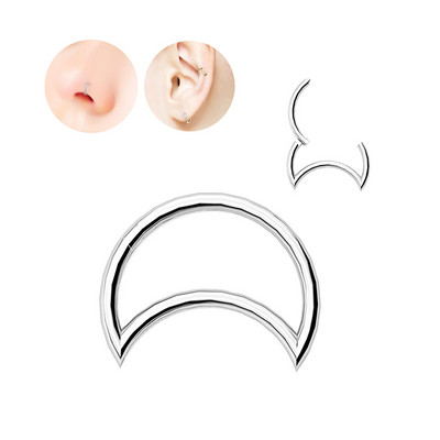 Mjesečeve naušnice s cirkonom G23 prsten za nos od titana Pregrada nosa Obruč ušne hrskavice Perforirani ukras za tijelo Modni ženski dodaci