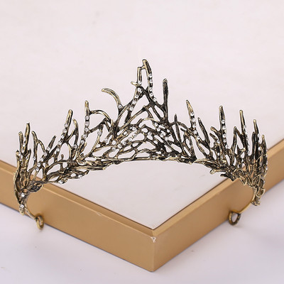 Barokkne vintage must tiaara ja kroonid kristallist kivist pulmajuukseaksessuaarid Kuninganna printsessi kroon Rohkem disaini peaehteid