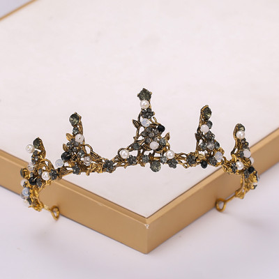 Barokkne vintage must tiaara ja kroonid kristallist kivist pulmajuukseaksessuaarid Kuninganna printsessi kroon Rohkem disaini peaehteid