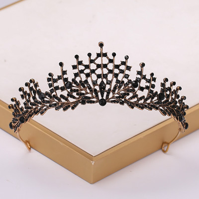 Barokkne vintage must tiaara ja kroonid kristallist kivist pulmajuukseaksessuaarid Kuninganna printsessi kroon Rohkem disaini peaehteid