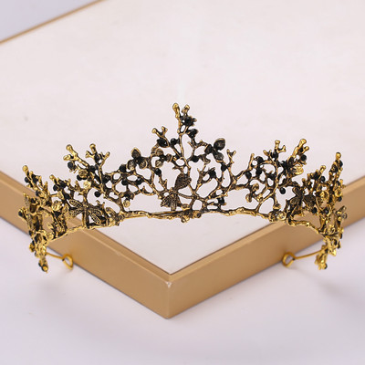 Barokkne vintage must tiaara ja kroonid kristallist kivist pulmajuukseaksessuaarid Kuninganna printsessi kroon Rohkem disaini peaehteid