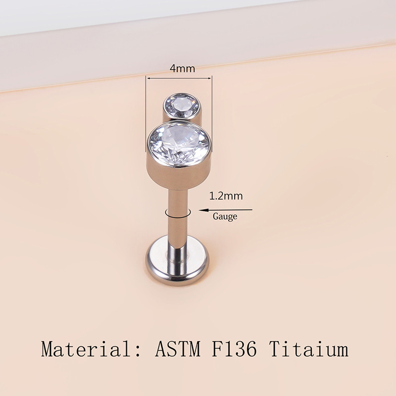 G23 Titanium 16G Labret fülgyűrű cirkon kő Helix Tragus porc fülbevaló Tragus Stud Stud Stud Helix piercing testékszer