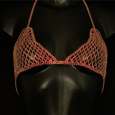 Plasă de lux cu strasuri pentru corp Sutien Moda Cristal Bikini Harnaș Lenjerie Sexy Lanț pentru sâni Femeie Cadou de Ziua Îndrăgostiților