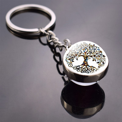 Keltų gyvybės medžio raktų pakabukas Gyvybės medis paveikslėlis Stiklinis rutulinis raktų pakabukas Gyvybės medis Papuošalai vyrams ir moterims Kalėdų dovana