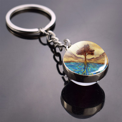 Keltų gyvybės medžio raktų pakabukas Gyvybės medis paveikslėlis Stiklinis rutulinis raktų pakabukas Gyvybės medis Papuošalai vyrams ir moterims Kalėdų dovana