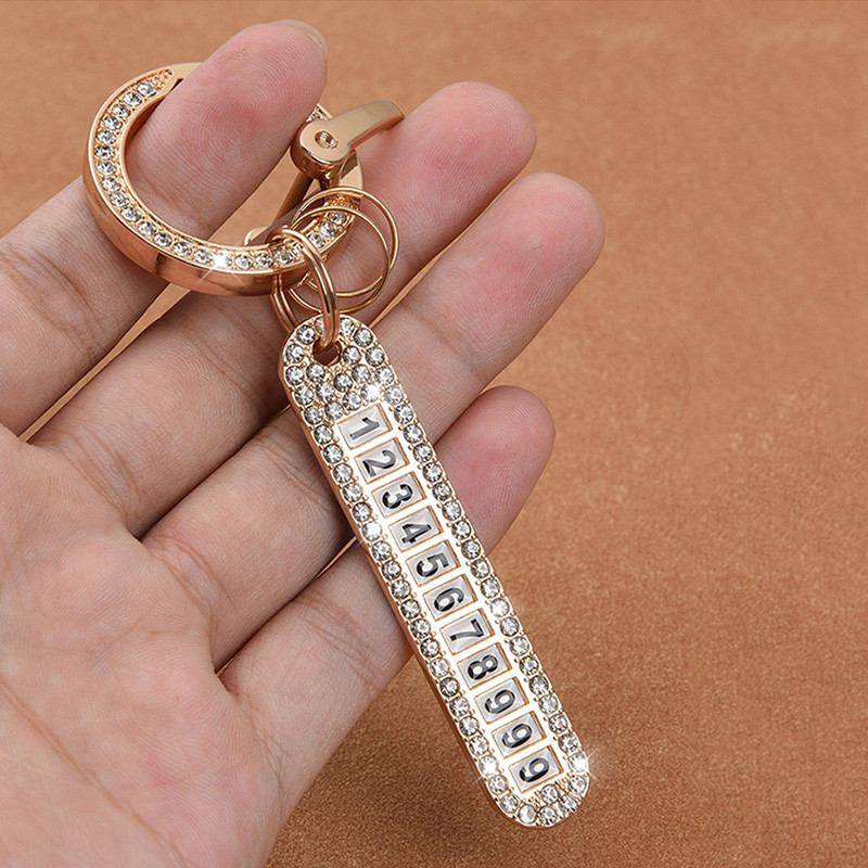 Nou lux, rafinat, anti-pierderea numărului de telefon, breloc cu pandantiv, personalitate șic, etichetă de cristal, placă, breloc, suport cheie, cadou, suvenir