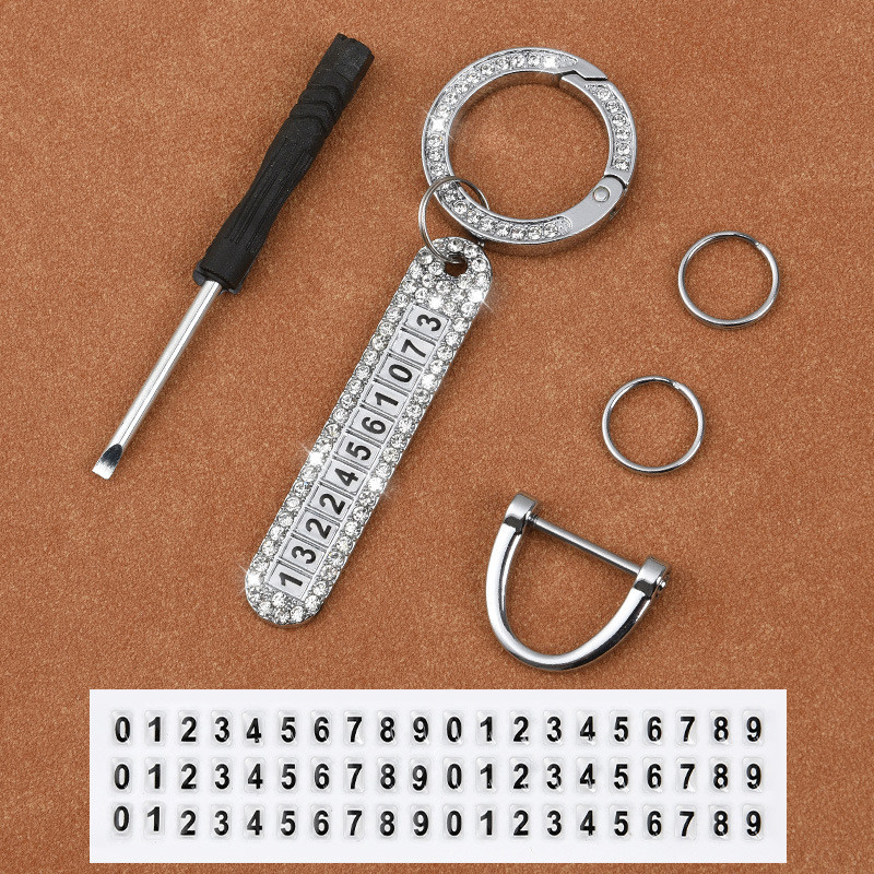 Nou lux, rafinat, anti-pierderea numărului de telefon, breloc cu pandantiv, personalitate șic, etichetă de cristal, placă, breloc, suport cheie, cadou, suvenir