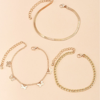 Boho gleznă picior geometrie lanț gleznă brățară de vară pandantiv fluture farmec sandale desculț plajă picior bijuterii mireasa A028