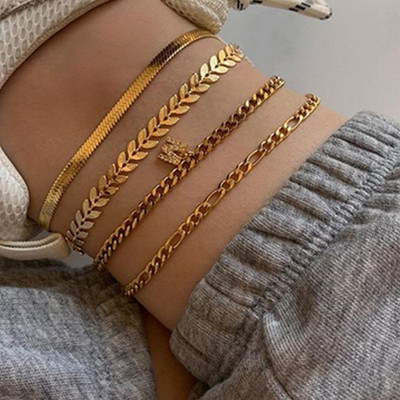 Boho gleznă picior geometrie lanț gleznă brățară de vară pandantiv fluture farmec sandale desculț plajă picior bijuterii mireasa A028