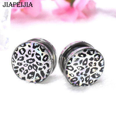Seksi leopard print mjerači za uši od nehrđajućeg čelika Tuneli i čepovi za ekspander za uši Nakit za tijelo koji se rasteže 4-30 mm