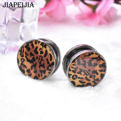 Seksi leopard print mjerači za uši od nehrđajućeg čelika Tuneli i čepovi za ekspander za uši Nakit za tijelo koji se rasteže 4-30 mm