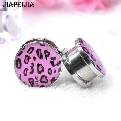 Seksi leopard print mjerači za uši od nehrđajućeg čelika Tuneli i čepovi za ekspander za uši Nakit za tijelo koji se rasteže 4-30 mm