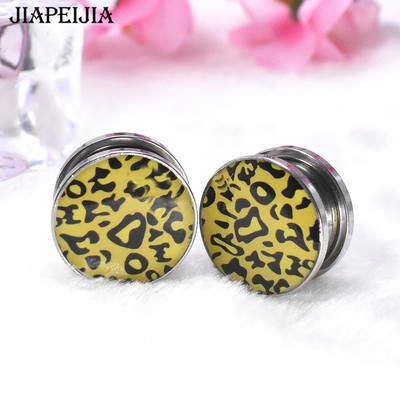 Seksi leopard print mjerači za uši od nehrđajućeg čelika Tuneli i čepovi za ekspander za uši Nakit za tijelo koji se rasteže 4-30 mm