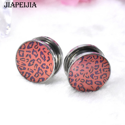 Seksi leopard print mjerači za uši od nehrđajućeg čelika Tuneli i čepovi za ekspander za uši Nakit za tijelo koji se rasteže 4-30 mm