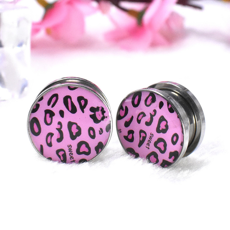 Seksi leopard print mjerači za uši od nehrđajućeg čelika Tuneli i čepovi za ekspander za uši Nakit za tijelo koji se rasteže 4-30 mm