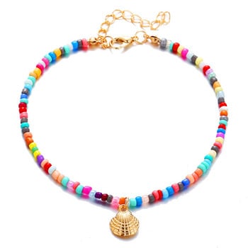 Boho Anklet Foot Colorful Beads Chain Shell Pendant Ankle Summer Bracelet Charm Sandals Barefoot Beach Foot Bridal Jewelry A046