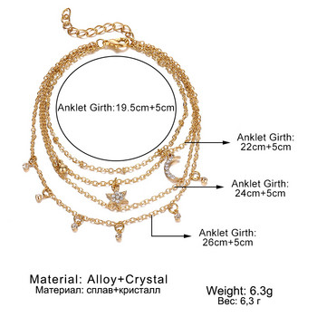 IPARAM Vintage Multilayer Crystal Glezen 2020 Bohemia Star Moon Pendant Glezen Leg Sandal Anklet Jewelry Party Gift