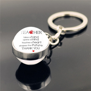 Teachers Day Metal Keychain Διπλής όψης Γυάλινη μπάλα Μπρελόκ Δώρο Δασκάλου Μπρελόκ Χαριτωμένο μπρελόκ Charms Μπρελόκ Μπρελόκ