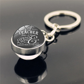 Teachers Day Metal Keychain Διπλής όψης Γυάλινη μπάλα Μπρελόκ Δώρο Δασκάλου Μπρελόκ Χαριτωμένο μπρελόκ Charms Μπρελόκ Μπρελόκ