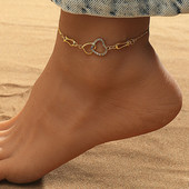 Moda dublă inimă gleznă femei iubesc nuntă brățară cristal desculț plajă picior cadou lanț