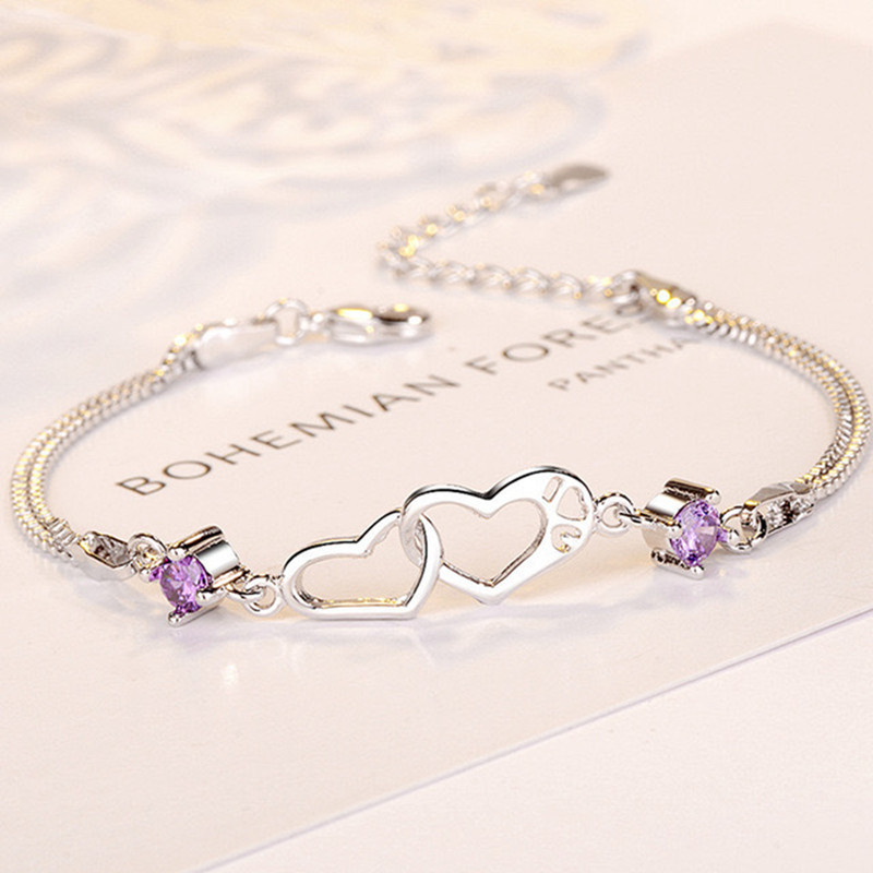 Moda dublă inimă gleznă femei iubesc nuntă brățară cristal desculț plajă picior cadou lanț