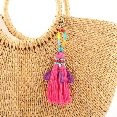 Breloc cu pandantiv cu ciucuri boeme RE, breloc popular cu pompon personalizat, accesorii pentru breloc pentru geantă, breloc pentru femei, breloc de mașină pentru femei J3030