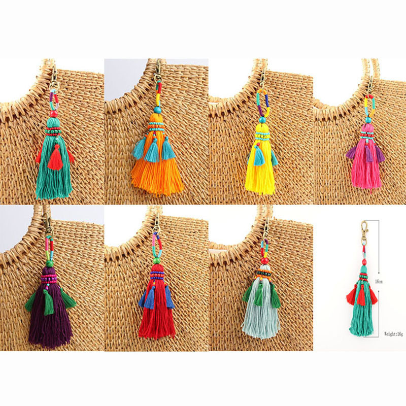 Breloc cu pandantiv cu ciucuri boeme RE, breloc popular cu pompon personalizat, accesorii pentru breloc pentru geantă, breloc pentru femei, breloc de mașină pentru femei J3030