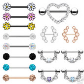 1 perechi de inele sexy pentru mamelon inimă CZ Crystal Barbell scut piercing pentru mamelon Femei Bărbați 316L Oțel Piercing pentru corp Bijuterii Oreja 14G