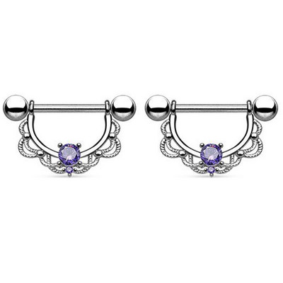 1 perechi de inele sexy pentru mamelon inimă CZ Crystal Barbell scut piercing pentru mamelon Femei Bărbați 316L Oțel Piercing pentru corp Bijuterii Oreja 14G
