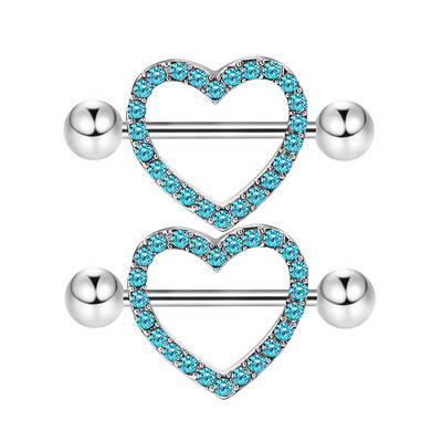 1 perechi de inele sexy pentru mamelon inimă CZ Crystal Barbell scut piercing pentru mamelon Femei Bărbați 316L Oțel Piercing pentru corp Bijuterii Oreja 14G