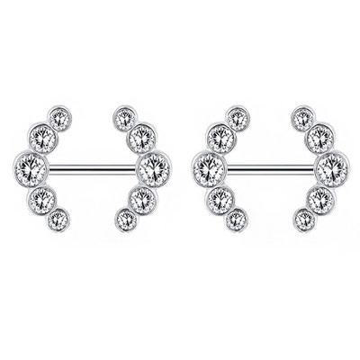 1 perechi de inele sexy pentru mamelon inimă CZ Crystal Barbell scut piercing pentru mamelon Femei Bărbați 316L Oțel Piercing pentru corp Bijuterii Oreja 14G