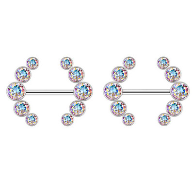 1 perechi de inele sexy pentru mamelon inimă CZ Crystal Barbell scut piercing pentru mamelon Femei Bărbați 316L Oțel Piercing pentru corp Bijuterii Oreja 14G