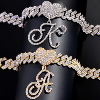 Модерен кубински глезен с буквени кристали за жени Iced Out Cuban Link Veriga за глезена AZ букви на глезена, пънк бижута за боси крака