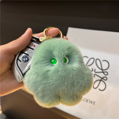 Accesorii pentru chei din blană, drăguț, blană de iepure rex, minge de pluș, geantă de carte, pandantiv, cadou 2022, brelocuri, breloc pentru mașină, cu blană pufoasă, la modă