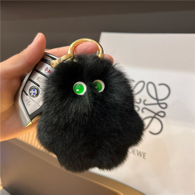 Accesorii pentru chei din blană, drăguț, blană de iepure rex, minge de pluș, geantă de carte, pandantiv, cadou 2022, brelocuri, breloc pentru mașină, cu blană pufoasă, la modă